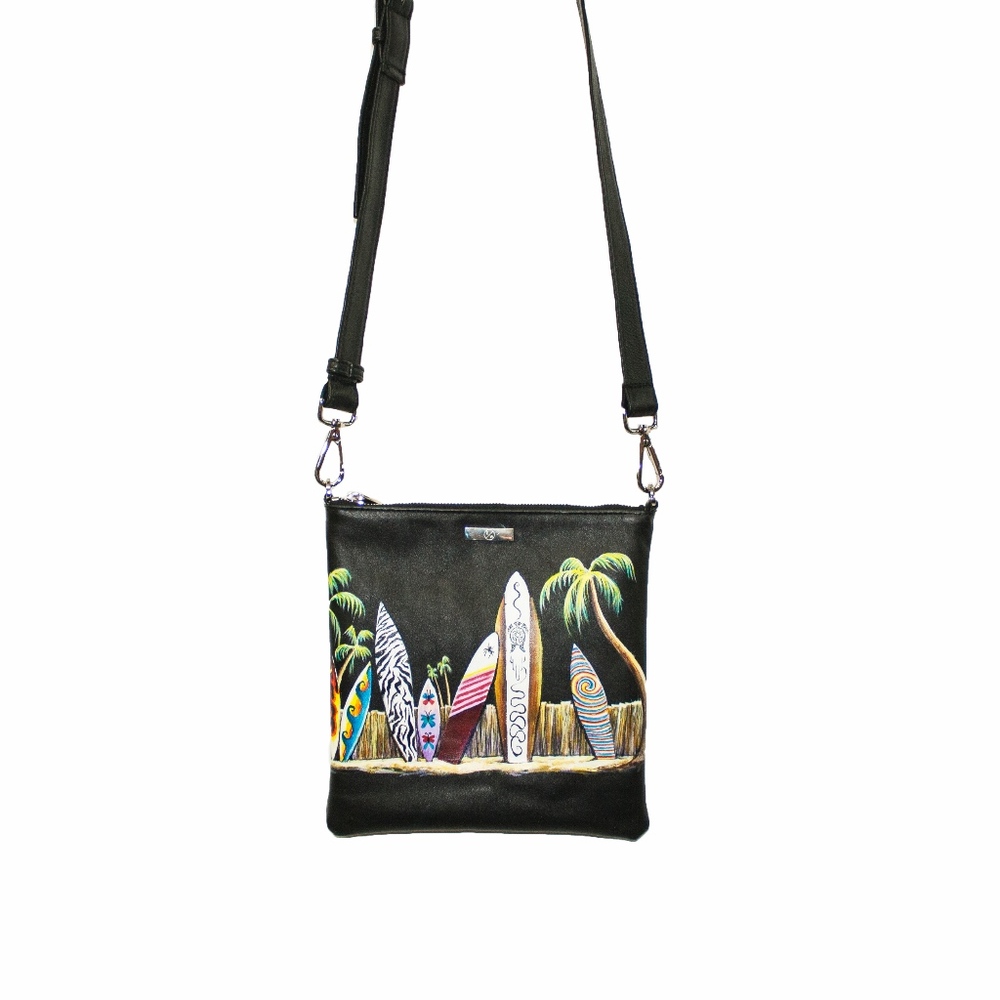 Mini Tokyo Cross-Body Bag, Painted Black Leather
